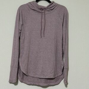 Athleta Uptempo Soft Hoodie athleisure Rounded Hem Purple Pullover LongSleeve S